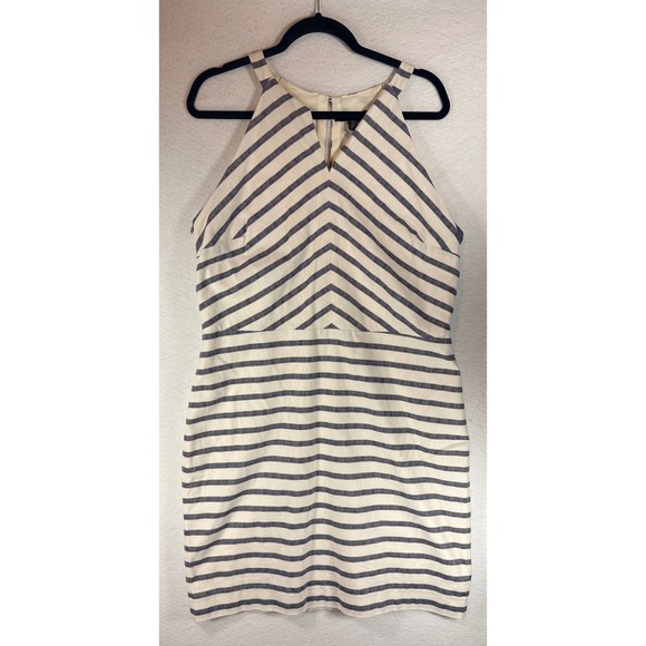 Banana Republic Dresses & Skirts - Banana Republic Womens Striped Sleeveless Sheath Dress Size 14 Halter V Neck NWT